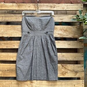 Trixxi Strapless Gray Fit & Flare Dress